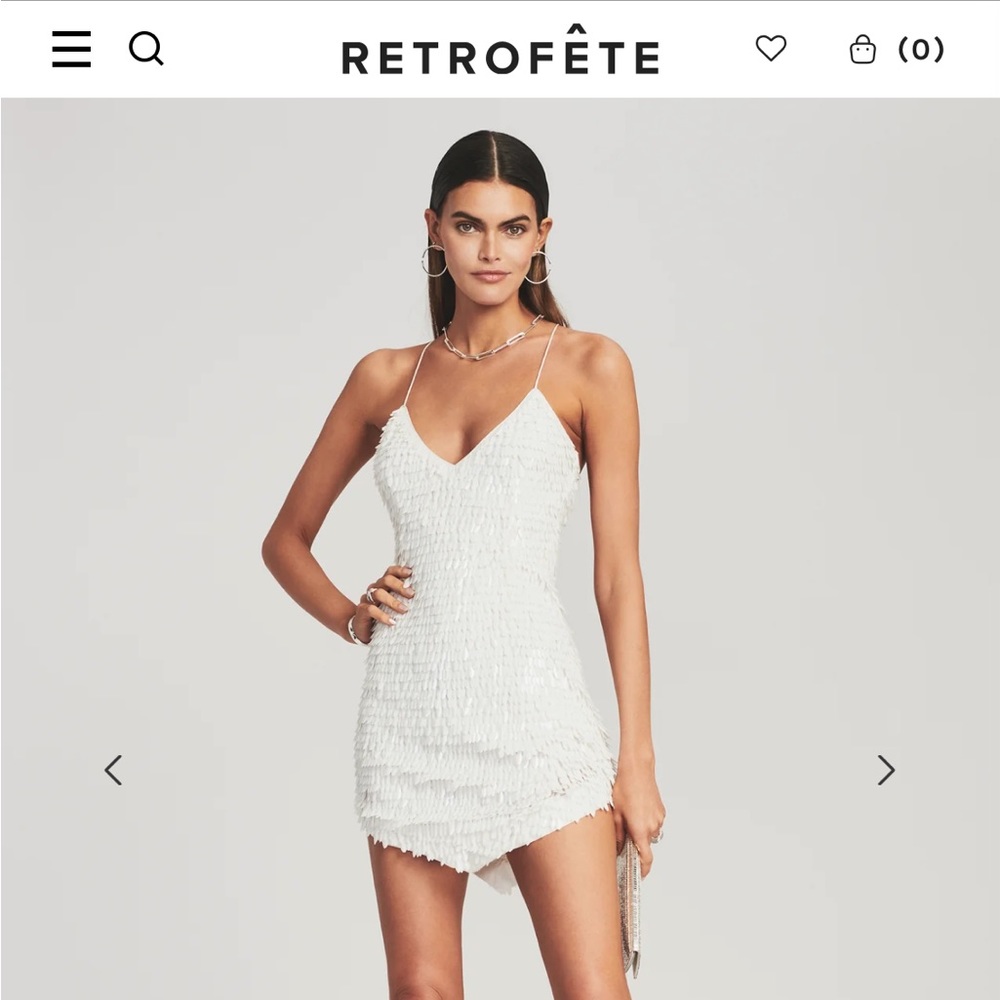 White Feather Sequin Retrofete Sirena Dress